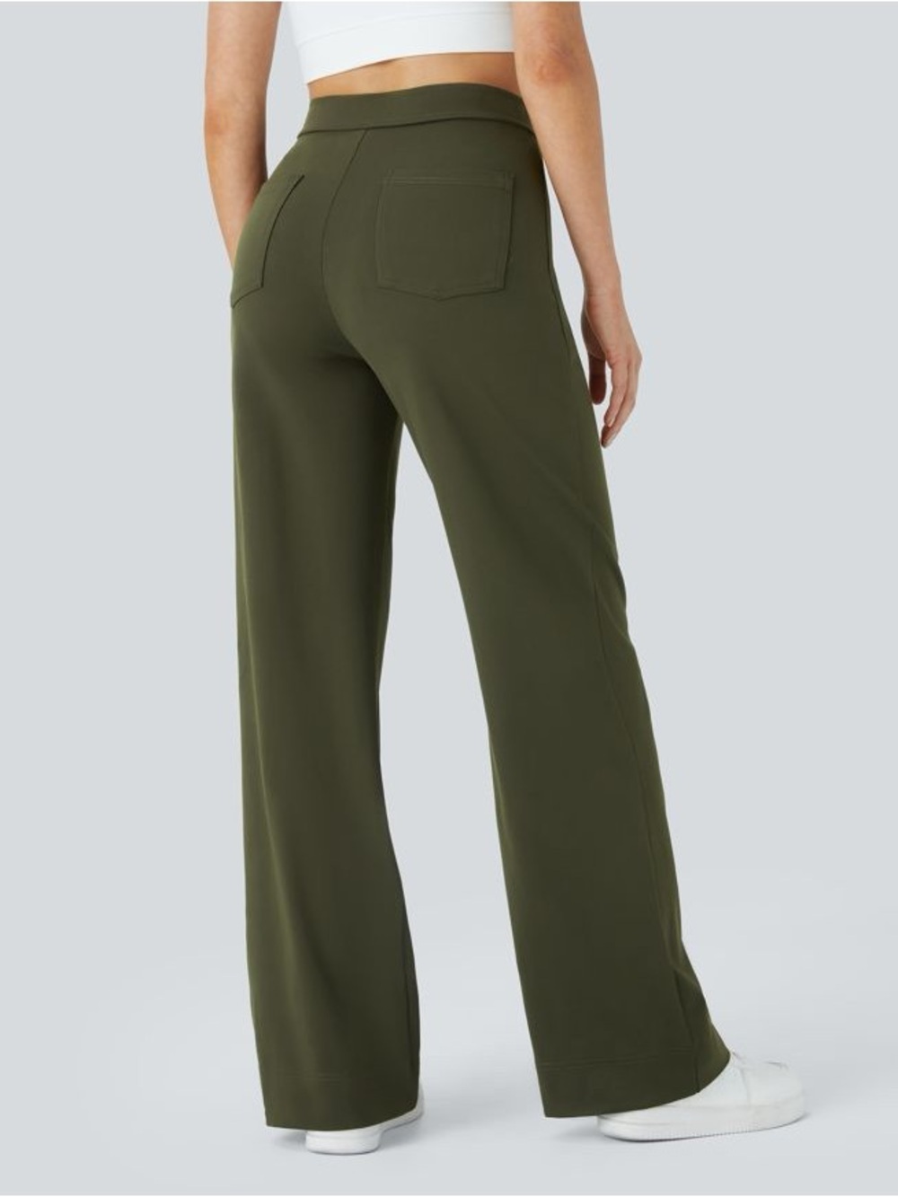 Halara NWT DayStretch High Waisted Straight Leg Casual Pants - Forest Night - M - Picture 2 of 16